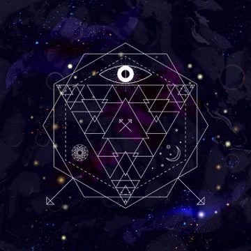 Abstract mystical geometry symbol. Linear alchemy, occult, philosophical sign Stock Illustration