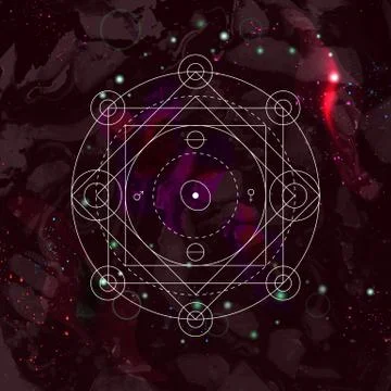 Abstract mystical geometry symbol. Linear alchemy, occult, philosophical sign Stock Illustration