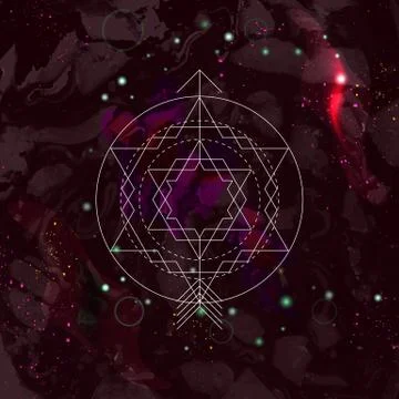 Abstract mystical geometry symbol. Linear alchemy, occult, philosophical sign Illustrazione stock