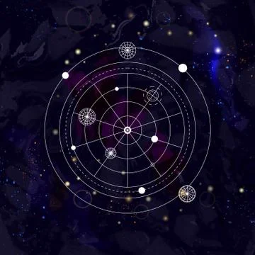 Abstract mystical geometry symbol. Linear alchemy, occult, philosophical sign Stock Illustration