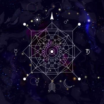 Abstract mystical geometry symbol. Linear alchemy, occult, philosophical sign Stock Illustration