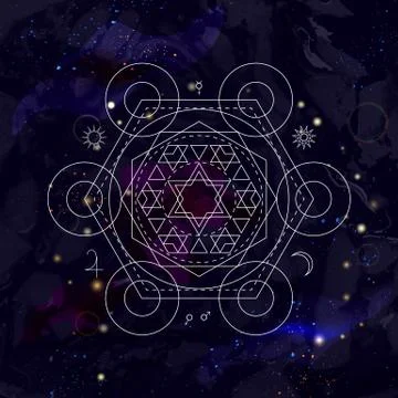 Abstract mystical geometry symbol. Linear alchemy, occult, philosophical sign Stock Illustration