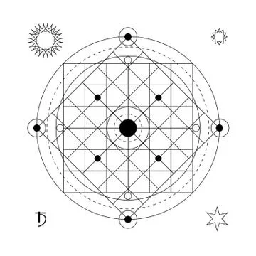 Abstract mystical geometry symbol. Vector linear alchemy, occult and philosop Stock Illustration