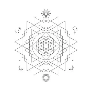 Abstract mystical geometry symbol. Vector linear alchemy, occult and philos.. Stock Illustration