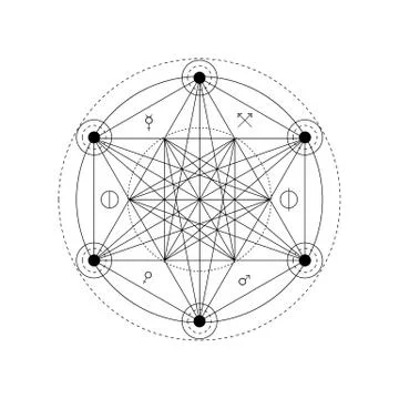 Abstract mystical geometry symbol. Vector linear alchemy, occult and philos.. Stock Illustration