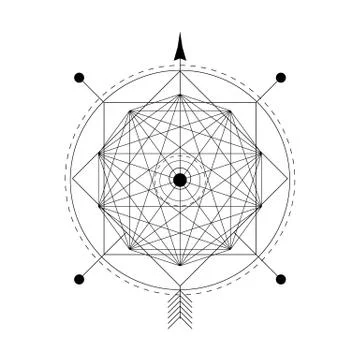 Abstract mystical geometry symbol. Vector linear alchemy, occult and philos.. Stock Illustration