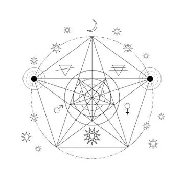 Abstract mystical geometry symbol. Vector linear alchemy, occult and philos.. Stock Illustration