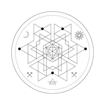 Abstract mystical geometry symbol. Vector linear alchemy, occult and philos.. Stock Illustration