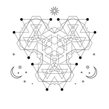 Abstract mystical geometry symbol. Vector linear alchemy, occult and philos.. Stock Illustration