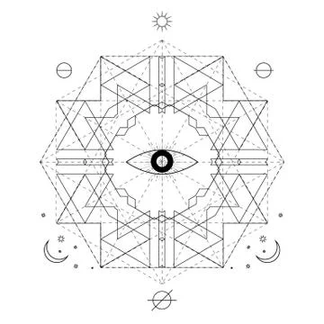 Abstract mystical geometry symbol. Vector linear alchemy, occult and philos.. Stock Illustration