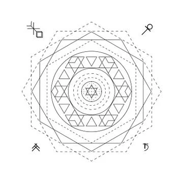 Abstract mystical geometry symbol. Vector linear alchemy, occult and philos.. Stock Illustration