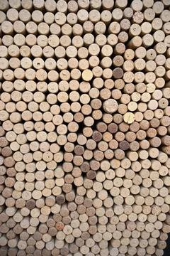 Abstract Natural Cork Wine Stoppers Pattern Background Close Up Stock Photos