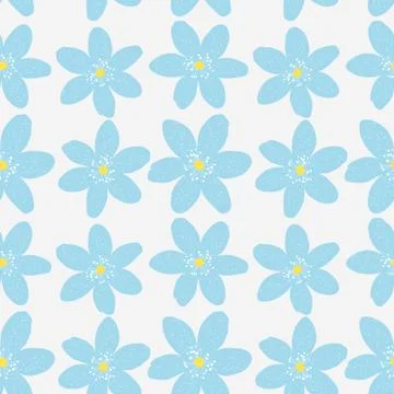 Abstract Natural Seamless Pattern Background with Blue Flowers Stock Illustration