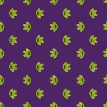 Abstract natural seamless pattern with green bright childish flowers elements Stock Illustration