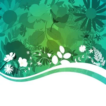 Abstract Natural Spring Background with Flowers and Leaves Stock Illustration