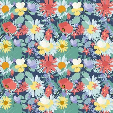 Abstract Natural Spring Seamless Pattern Background with Flowers Stockillustratie