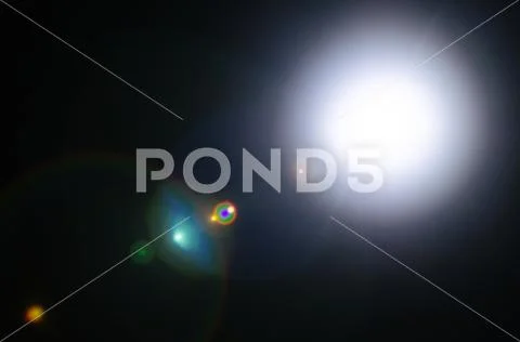 Abstract Natural Sun flare or Far star on the black background Stock Photos