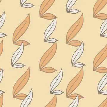 Abstract nature botanic seamless pattern with doodle leaf foliage silhouettes Illustrazione stock