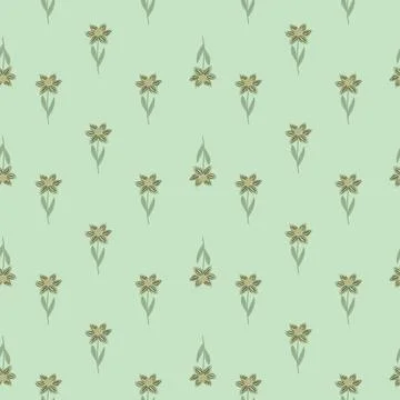 Abstract nature field seamless pattern with little flowers silhouettes print. Stock Illustration