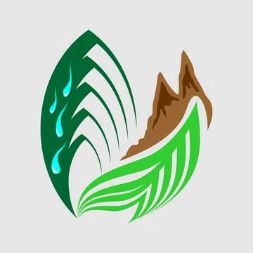 Abstract Nature Logo with Mountain, Leaf and Water Elements JPG-EPS Stock Illustration