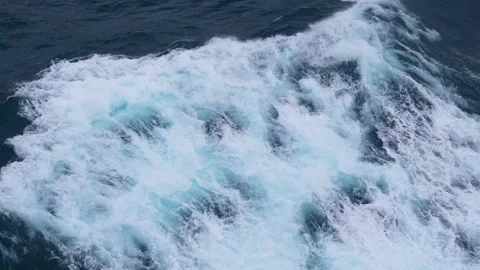 Abstract Nature Open Ocean Waves Crashing at Night White Foam Crest Stock Footage 277918518