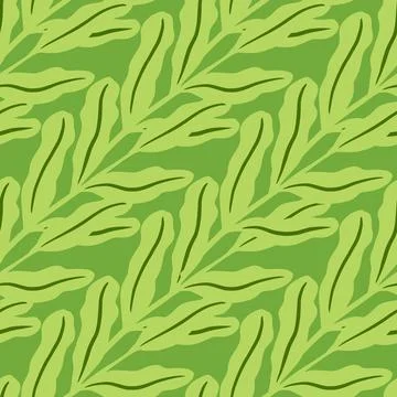 Abstract nature seamless pattern with botanical leaves branches silhouettes p Stock Illustration