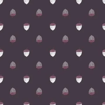 Abstract nature seamless pattern with dark purple palette acorn print. Simple 스톡 일러스트