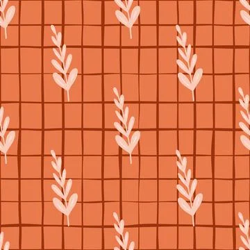 Abstract nature seamless pattern with light leaves branches elements print. O Stock Illustration