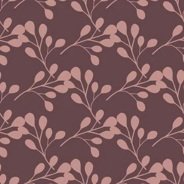 Abstract nature seamless pattern with pink eucalyptus leaf ornament. Purple p Stock Illustration