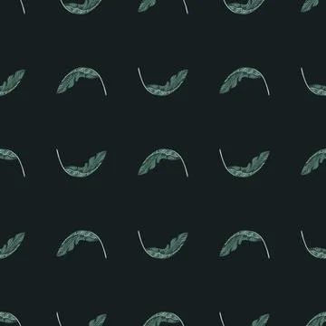 Abstract nature seamless pattern with simple tropical blue leaves ornament. D Illustrazione stock