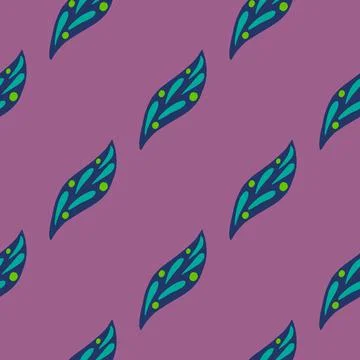 Abstract nature seamless pattern with turquoise leaf elements print. Purple b 스톡 일러스트