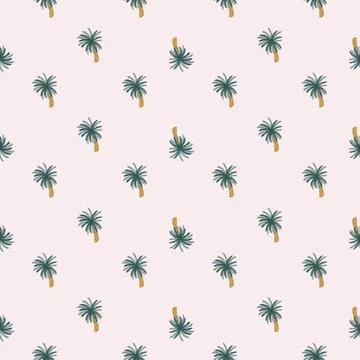 Abstract nature tropic seamless pattern with little navy blue palm tree ornam Stock Illustration