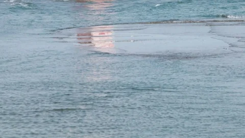 Abstract Nature. Water Reflection Of Red Lighthouse in Lignano. Stock Footage 117412883