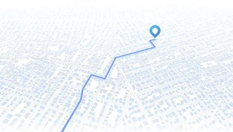 An abstract navigation plan highlights POI including city streets, blocks. City Stock Illustration