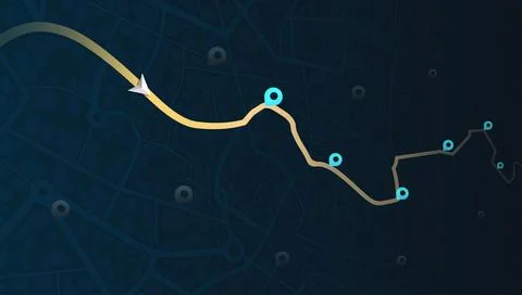 Abstract navigation plan highlights POI including city streets, blocks. City map Stock Illustration