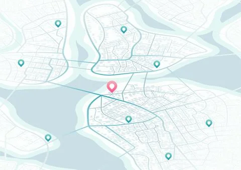 Abstract navigation plan of the urban area. General city map indicating streets Stock Illustration