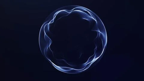 Abstract navy blue digital orb with smooth wavy light structure on dark bac.. Stock Illustration