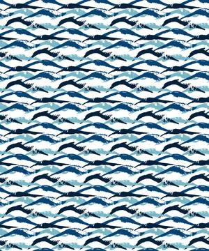Abstract navy wave seamless pattern. Hand painted grunge design, sea water Stock Illustration