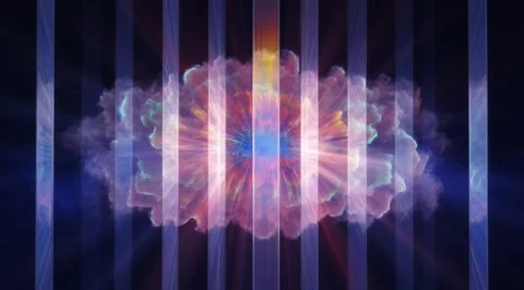 Abstract nebula cloud behind vertical light bars Stock Footage 331458773