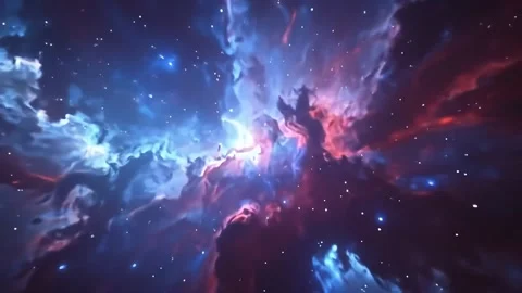 Abstract Nebula Cloud Formation with Stars Floating Through Space Stock Footage 314241895