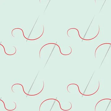 Abstract needle with red thread a seamless pattern Stock Illustration