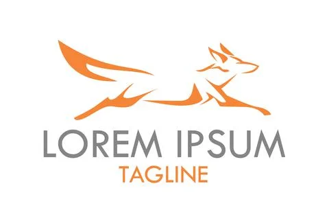 Abstract Negative Red Orange Fox Logo Design	 Illustrazione stock