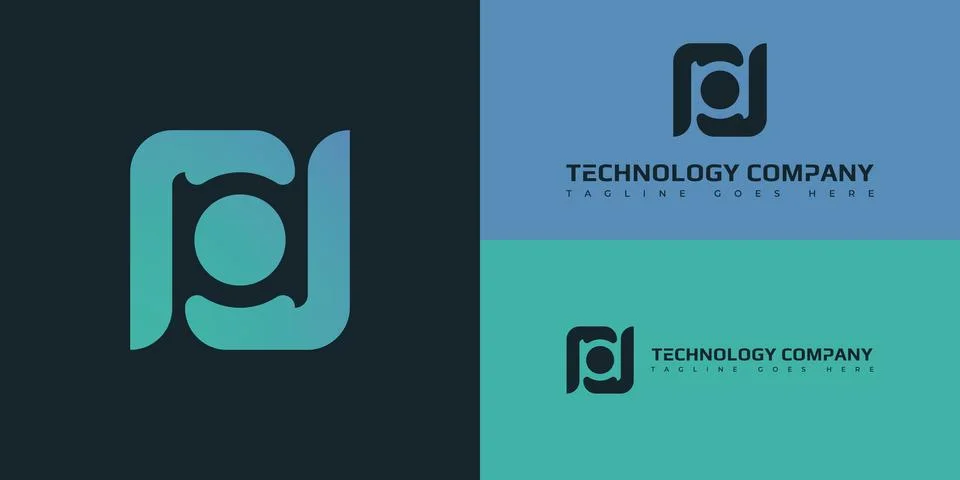 Abstract negative space initial letter PD or DP in blue gradient color Stock-Illustration