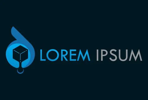 Abstract Negative Space Water Drop Blue Box with Dark Background Logo Design	 Illustrazione stock