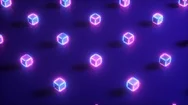 Abstract Neon 3D Render Of Geometric Shapes. Computer Generated Loop Animation Stock Footage