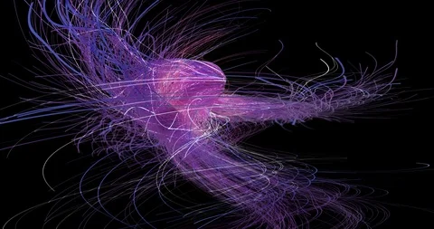 Abstract neon alpha matte lines forming animation motion graphics Video stock 96528855