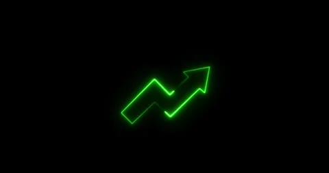 Abstract neon arrow business graph chart icon animation. Market Recovery concept Stock Footage 338185129