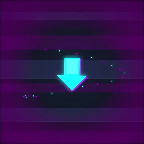 Abstract Neon Arrow Down Glitch Effect, Digital Downward Trend, Data Loss, .. Stock Footage 348230954