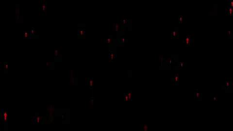 Abstract neon arrows flying upward in a seamless animation loop on a black .. Video stock 313382001