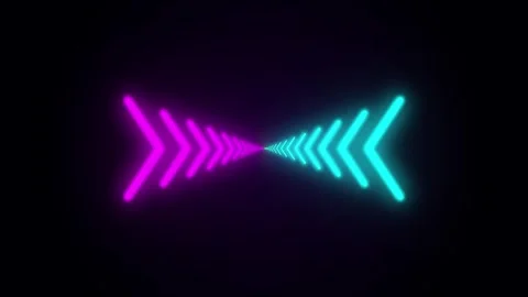Abstract Neon Arrows Moving Forward in Tunnel During Dark Night with Electr.. Video stock 342511520